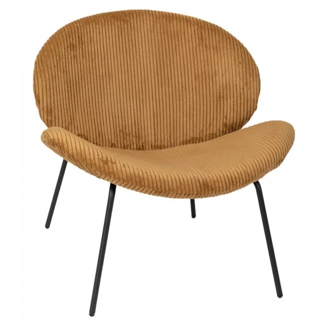 LOUNGE TABLE CHAIR BIRCH BREEZE IN MUSTARD COLOR WITH BLACK IRON LEGS 74X74X75CM