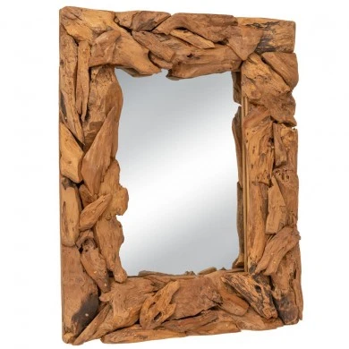 RECTANGULAR MIRROR SUNLIT SERENITY MADE OF WOOD TEAK IN NATURAL COLOR 90X70X7CM