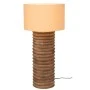 ROUND SHAPE TABLE LAMP MADE OF MANGO WOOD WITH CREAM SHADE D20X58CM