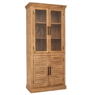 DOUBLE DOOR BOOKCASE IN NATURAL COLOR MADE OF MANGO WOOD 91X46X198CM