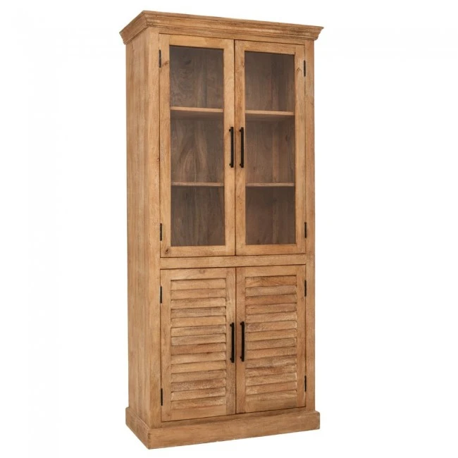 DOUBLE DOOR BOOKCASE IN NATURAL COLOR MADE OF MANGO WOOD 91X46X198CM