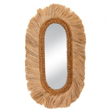 OVAL SHAPE SHANE INA MIRROR MADE OF ABACA 55X95X4CM