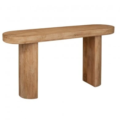 OVAL SHAPE CONSOLE TABLE MADE OF MANGO WOOD IN BROWN COLOR 152X41X76CM
