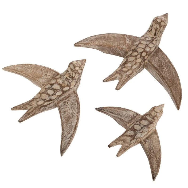 SET 3 DECO BIRDS MADE OF MANGO WOOD 35X28X11 31X23X11 23X17X8CM