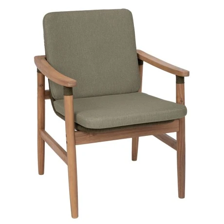 OUTDOOR DINING CHAIR MASAYA IN NATURAL COLOR WITH KHAKI CUSHION MADE OF ACACIA WOOD 66X60X83CM