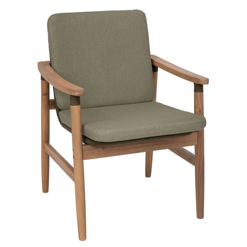 OUTDOOR DINING CHAIR MASAYA IN NATURAL COLOR WITH KHAKI CUSHION MADE OF ACACIA WOOD 66X60X83CM