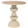 METAL SIDE TABLE IN CREAM COLOR WITH WOODEN SURFACE 46X46X49CM
