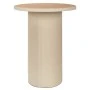 METAL SIDE TABLE IN CREAM COLOR WITH WOODEN SURFACE 46X46X56CM