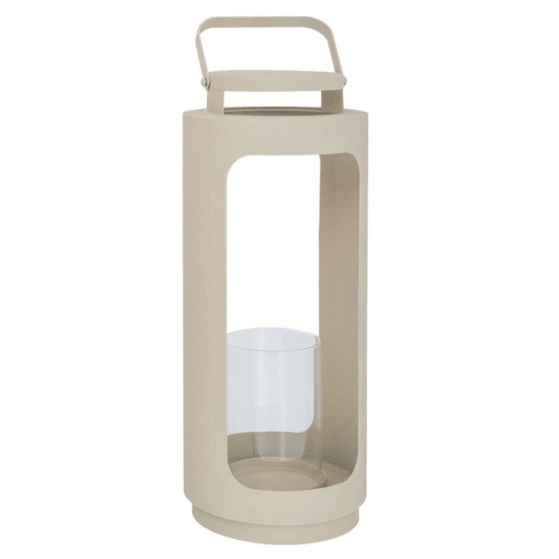 METAL LANTERN IN CREAM COLOR 18X18X44,5CM