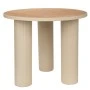 METAL SIDE TABLE IN CREAM COLOR WITH WOODEN SURFACE 59X59X50CM