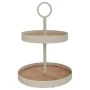 TWO LAYERS PLATE IN CREAM COLOR MADEOF METAL AND WOOD 30X30X43CM
