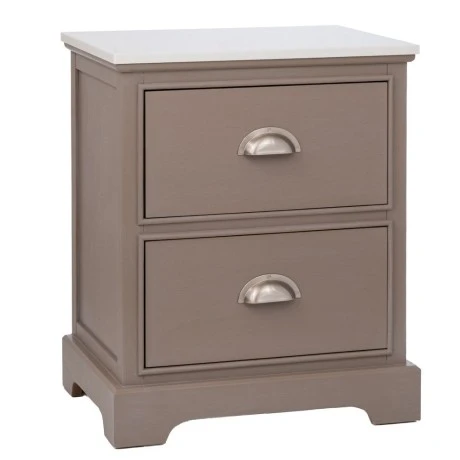 WOODEN BEDSIDE TABLE WITH 2 DRAWERS IN GREY COLOR WITH MARBLE SURFACE 45X35X54CM