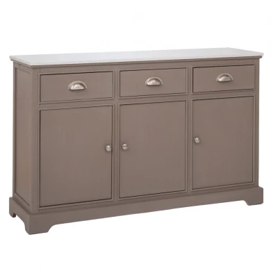 ΞΥΛΙΝΟΣ ΜΠΟΥΦΕΣ ΣΕ ΓΚΡΙ ΧΡΩΜΑ ΜΕ 3 ΠΟΡΤΕΣ, 3 ΣΥΡΤΑΡΙΑ AND ΜΑΡΜΑΡΙΝΗ ΕΠΙΦΑΝΕΙΑ 120Χ35Χ75ΕΚ