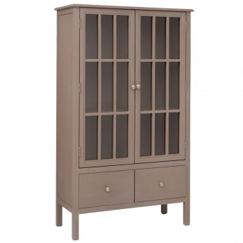 ΞΥΛΙΝΗ ΔΙΠΛΗ ΡΑΦΙΕΡΑ ΜΕ ΓΥΑΛΙ ΣΕ ΓΚΡΙ ΧΡΩΜΑ 80,5Χ35Χ135ΕΚ