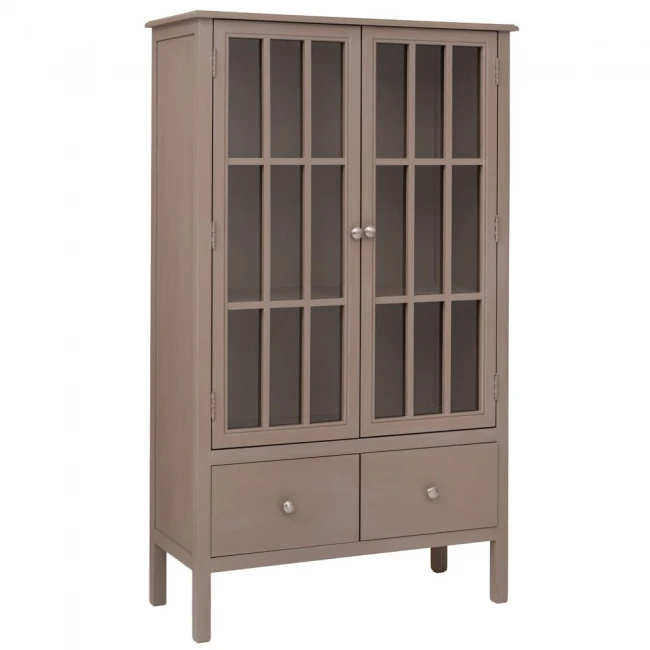 ΞΥΛΙΝΗ ΔΙΠΛΗ ΡΑΦΙΕΡΑ ΜΕ ΓΥΑΛΙ ΣΕ ΓΚΡΙ ΧΡΩΜΑ 80,5Χ35Χ135ΕΚ