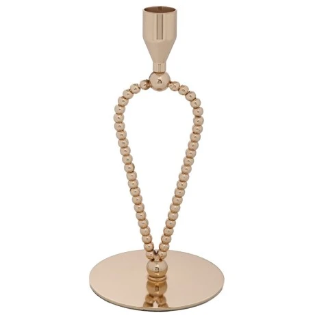 GOLD METAL CANDLEHOLDER ON ROUND METAL BASE 10X10X21CM