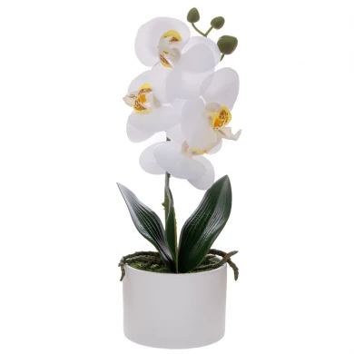 ARTIFICIAL WHITE ORCHID PHALAENOPSIS IN CERAMIC POT 28CM