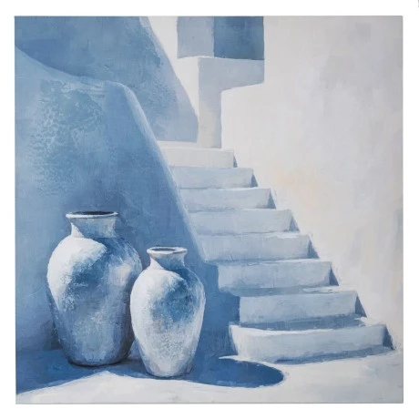 GREEK ISLAND PAINTING ON PRINTED CANVAS 80X80CM