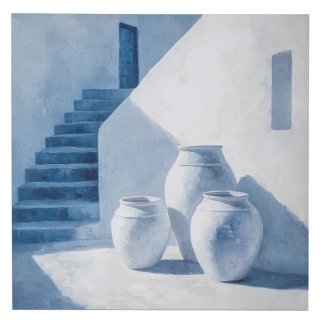GREEK ISLAND PAINTING ON PRINTED CANVAS 80X80CM