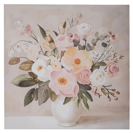 VASE WITH FLOWERS PAINTING ON PRINTED CANVAS 80X80CM