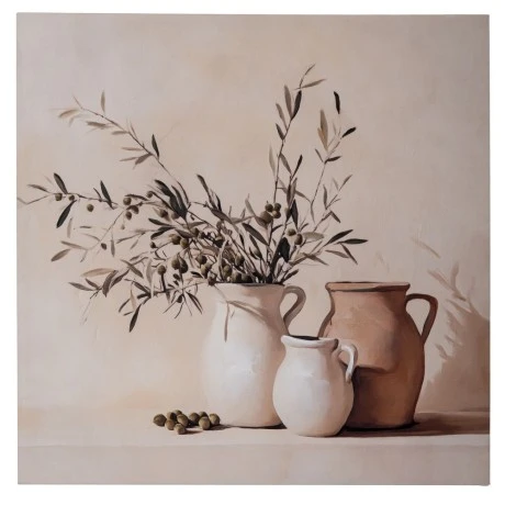 VASE WITH FLOWERS PAINTING ON PRINTED CANVAS 80X80CM