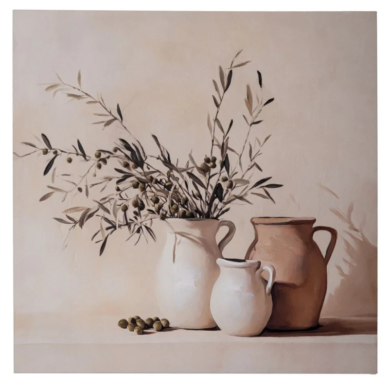 VASE WITH FLOWERS PAINTING ON PRINTED CANVAS 80X80CM