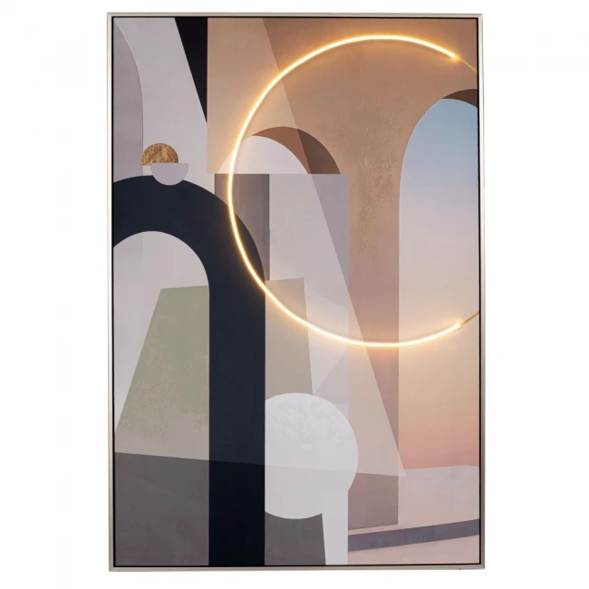 ΠΙΝΑΚΑΣ ΚΥΚΛΟΣ WITH LED LIGHT ΜΕ ΑΣΗΜΙ ΚΟΡΝΙΖΑ ΣΕ ΤΥΠΩΜΕΝΟ ΚΑΜΒΑ 80Χ120ΕΚ