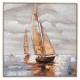 SAIL BOAT OIL PAINTING WITH NATURAL FRAME ON PRINTED CANVAS 100X100CM