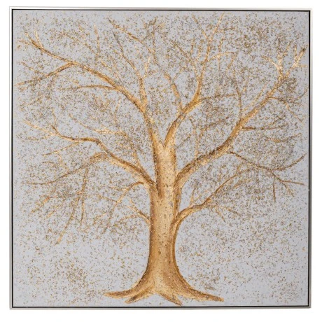TREE OIL PAINTING ON PRINTED WITH SILVER FRAME ON PRINTED CANVAS120X120CM