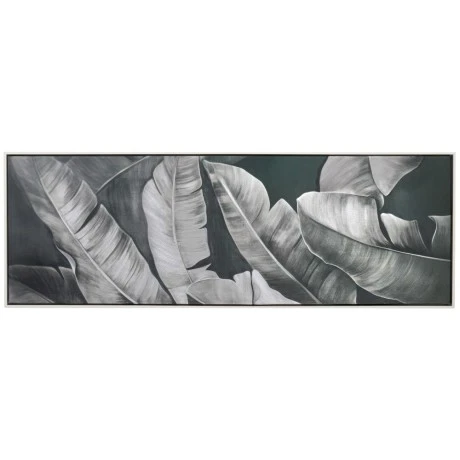 BANANA LEAVES PAINTING WITH WHITE FRAME ON PRINTED CANVAS 40Χ120CM