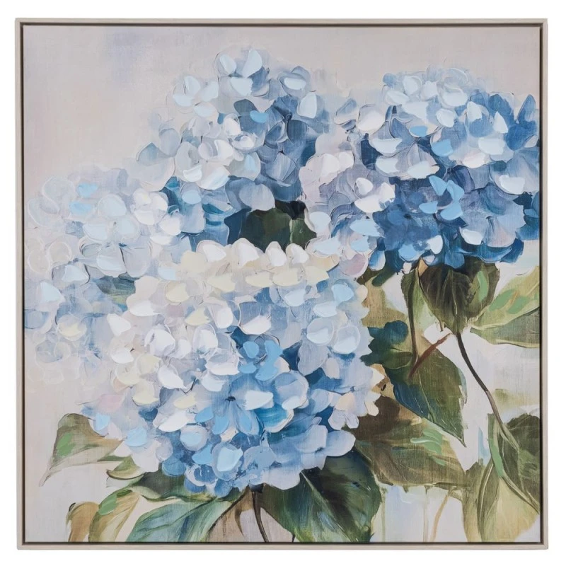 HYDRANGEA PAINTING 120X80CM WITH WHITE WASHING LOOKING FRAME ON PRINTED CANVAS 80X80CM