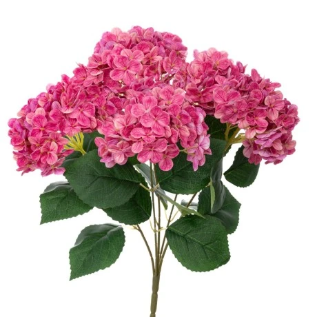 ARTIFICIAL HYDRANGEA REAL TOUCH BOUQUET IN DARK PINK COLOR X5