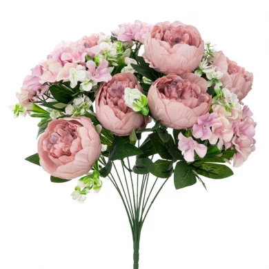 ARTIFICIAL PINK FLOWERS BUSH POTTED