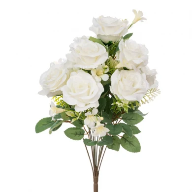 ARTIFICIAL WHITE ROSES BUSH POTTED
