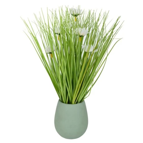 GRASS IN WHITE CERAMIC POT 10X9X31CM