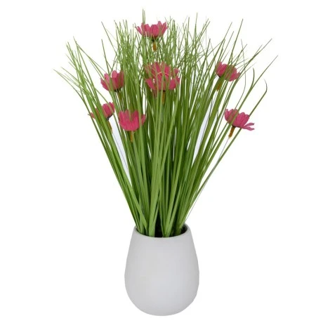 GRASS IN PINK CERAMIC POT 10X9X31CM