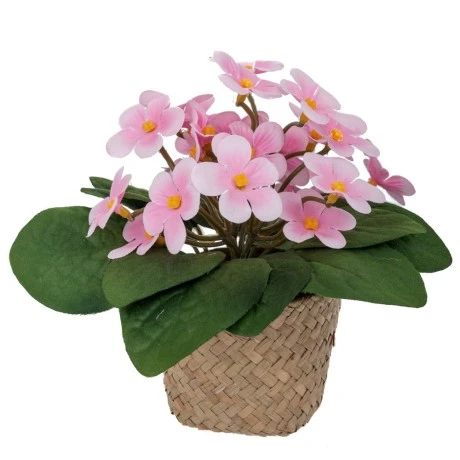 PINK FLOWERS 17CM IN SEAGRASS POT 9X7