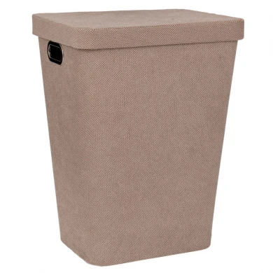 CREAM FABRIC LAUNTRY BASKET WITH LID 44X34X57CM