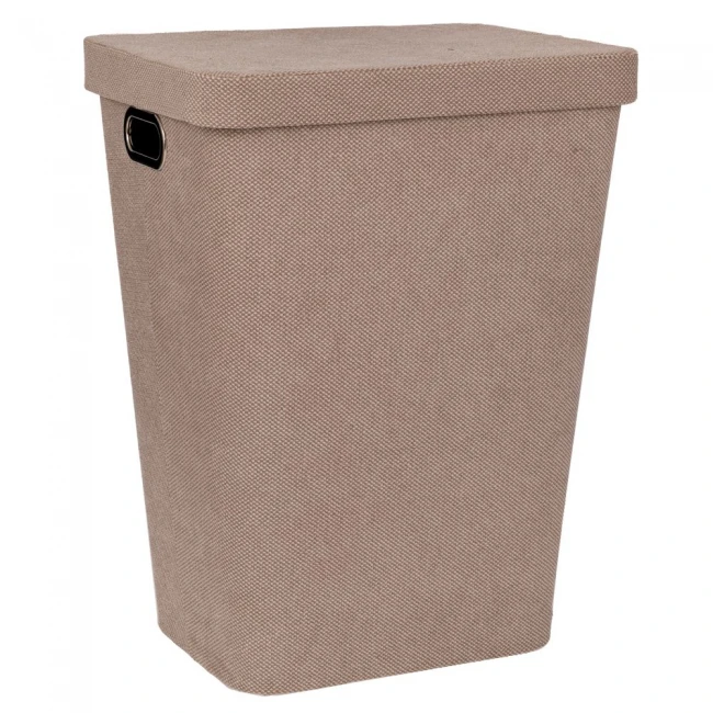 CREAM FABRIC LAUNTRY BASKET WITH LID 44X34X57CM