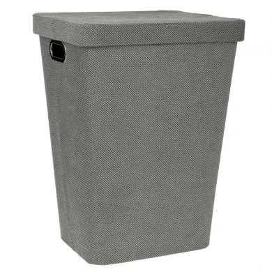 GREY FABRIC LAUNTRY BASKET WITH LID 44X34X57CM
