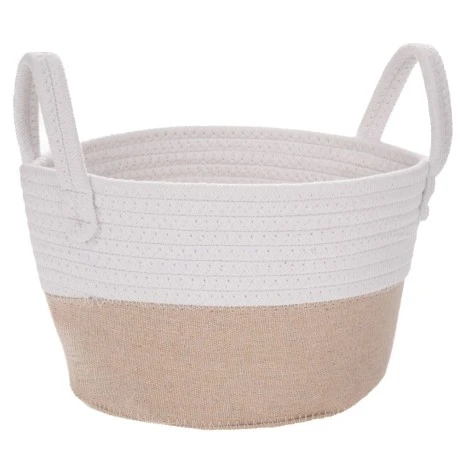 WHITE COTTON ROPE BASKET D25X15CM
