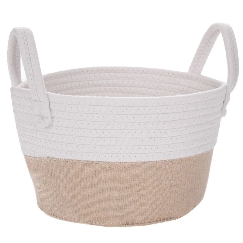WHITE COTTON ROPE BASKET D25X15CM