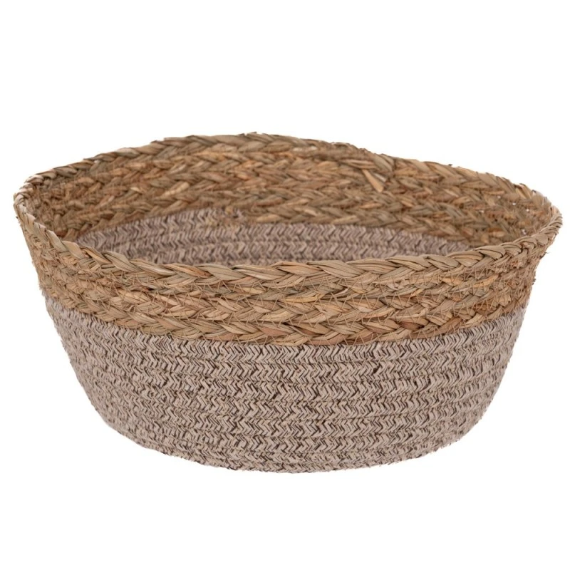 GREY ROUND WICKER BASKET D26X12CM