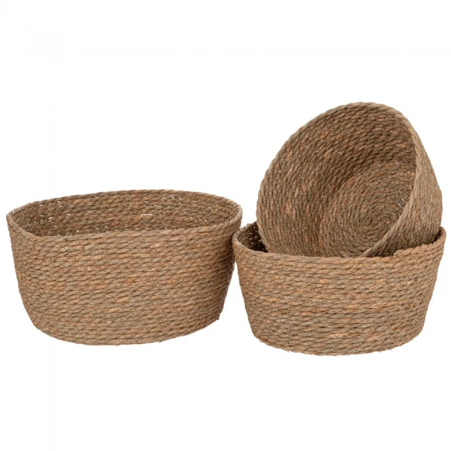 ΣΕΤ 3 ΠΑΝΕΡΙΑ ΦΥΣΙΚΟ WICKER  Φ35Χ17 D30X15 X26X13EK