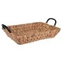 WATER HYACINTH TRAY WITH BLACK METAL HANDLES 40X30X8CM