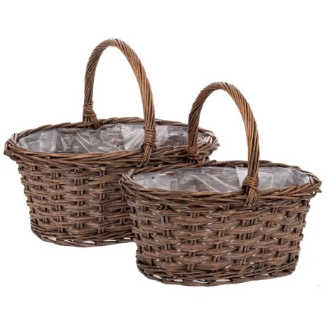 SET 2 NATURAL WICKER BASKET 47Χ33Χ20 39Χ27Χ18CM