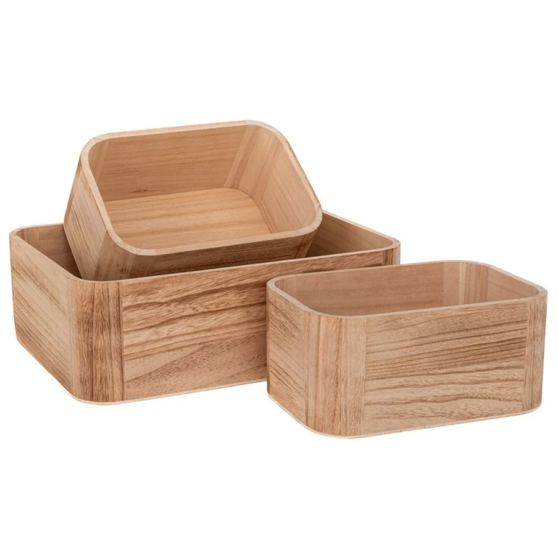 SET 3 NATURAL WOODEN CRATE 36X26X12 24X17X11CM