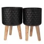 ΣΕΤ 2 ΜΑΥΡΗ ΜΕΤΑΛΛΙΚΗ ΓΛΑΣΤΡΟΘΗΚΗ ΜΕ ΞΥΛΙΝΑ ΠΟΔΙΑ 28Χ43ΕΚ 25Χ41ΕΚ