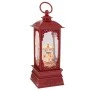 XMAS RED PLASTIC LATERN WITH LED ROTATED GLITTER 10.5X10.5X28CM.BATTERY(3XAAA)+USB