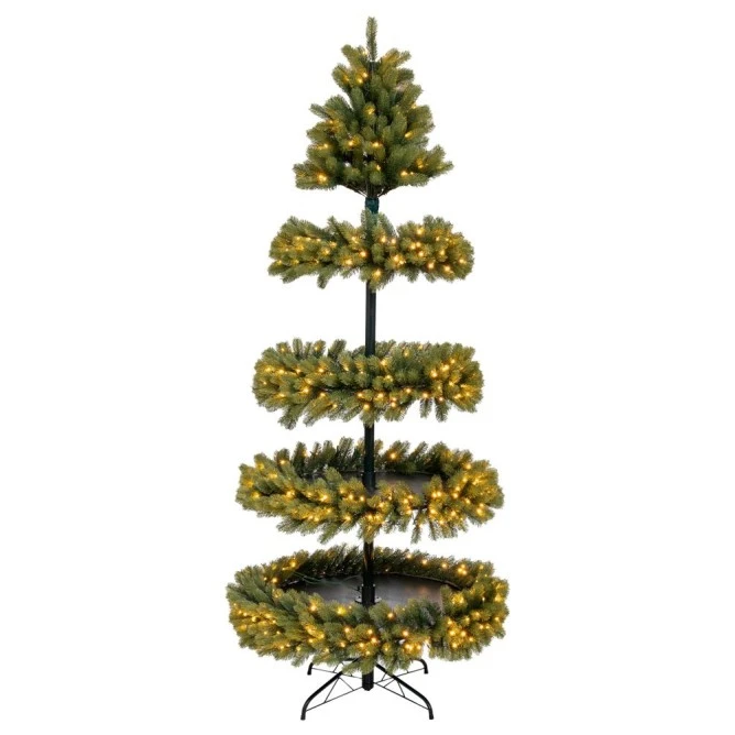 CHRISTMAS TREE   PRE LIT 4 LAYER    210CM  WITH 510 WARM WHITE STEADY LED LIGHTS